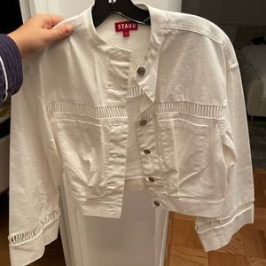 White staid jacket.